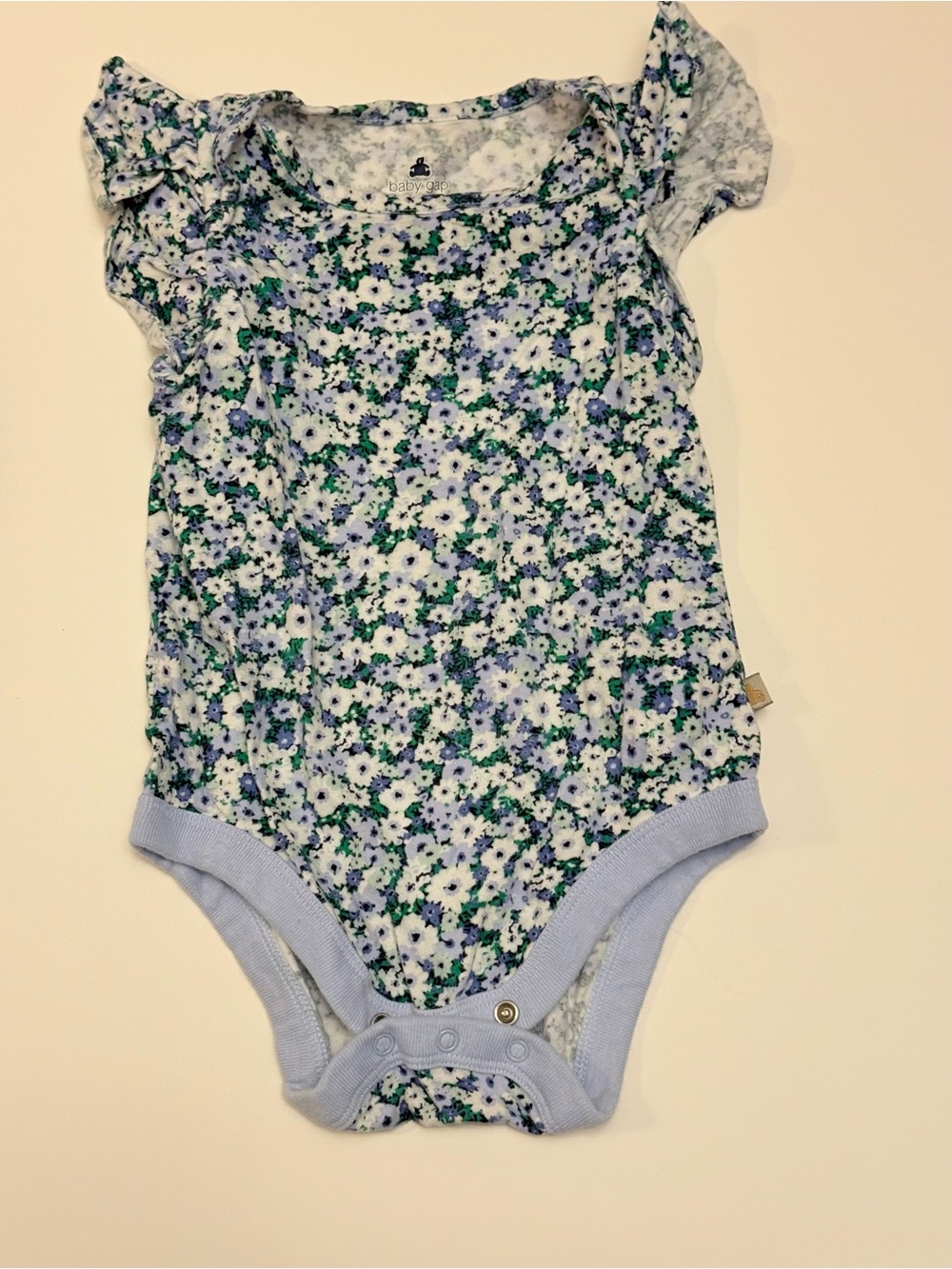 GAP Floral Baby One-Piece Bodysuit in Light Blue, Green, White